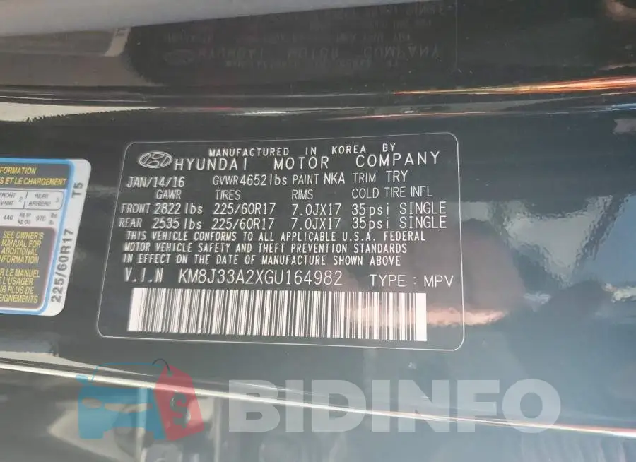 KM8J33A2XGU164982 Photo# 13