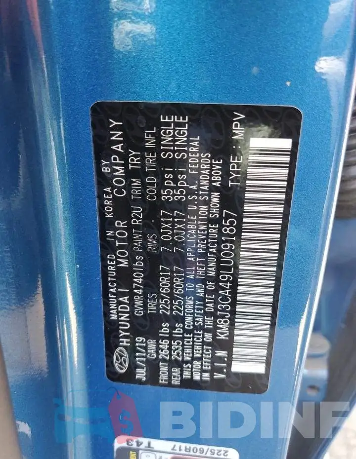 KM8J3CA49LU091857 Photo# 12