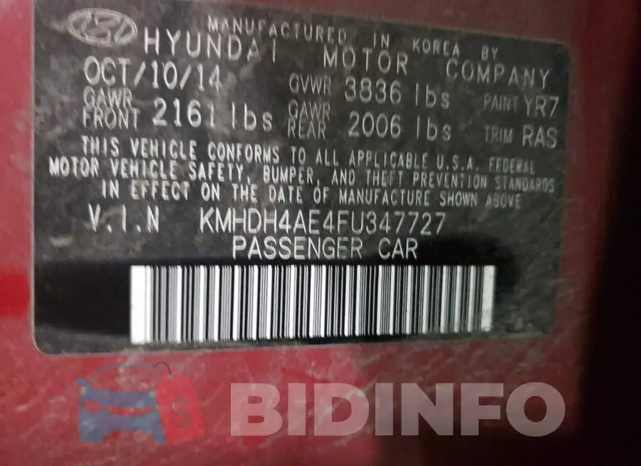KMHDH4AE4FU347727 Photo# 13