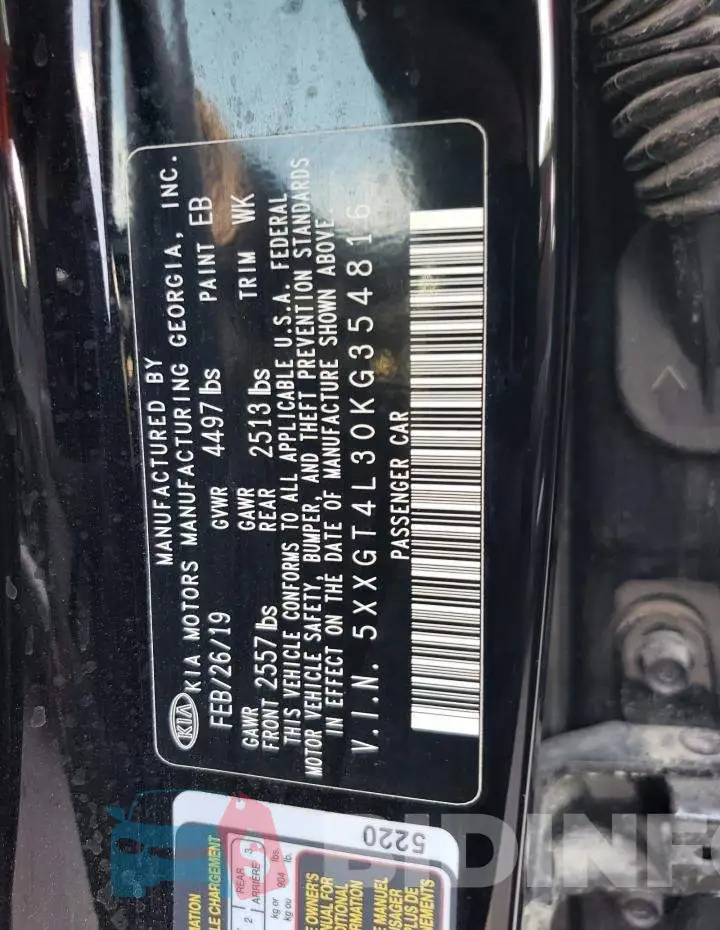 5XXGT4L30KG354816 Photo# 12