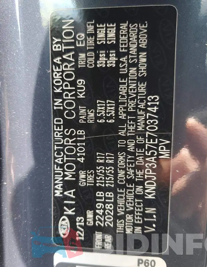 KNDJP3A57E7037413 Photo# 13