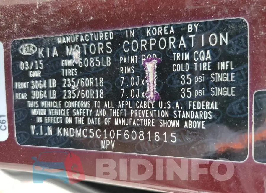 KNDMC5C10F6081615 Photo# 13
