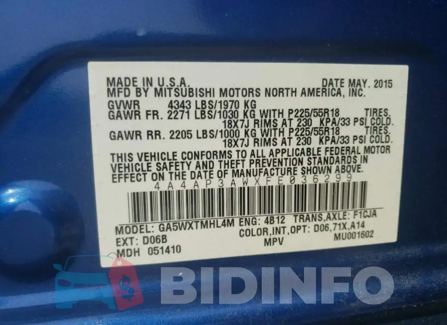 4A4AP3AWXFE036299 Photo# 13