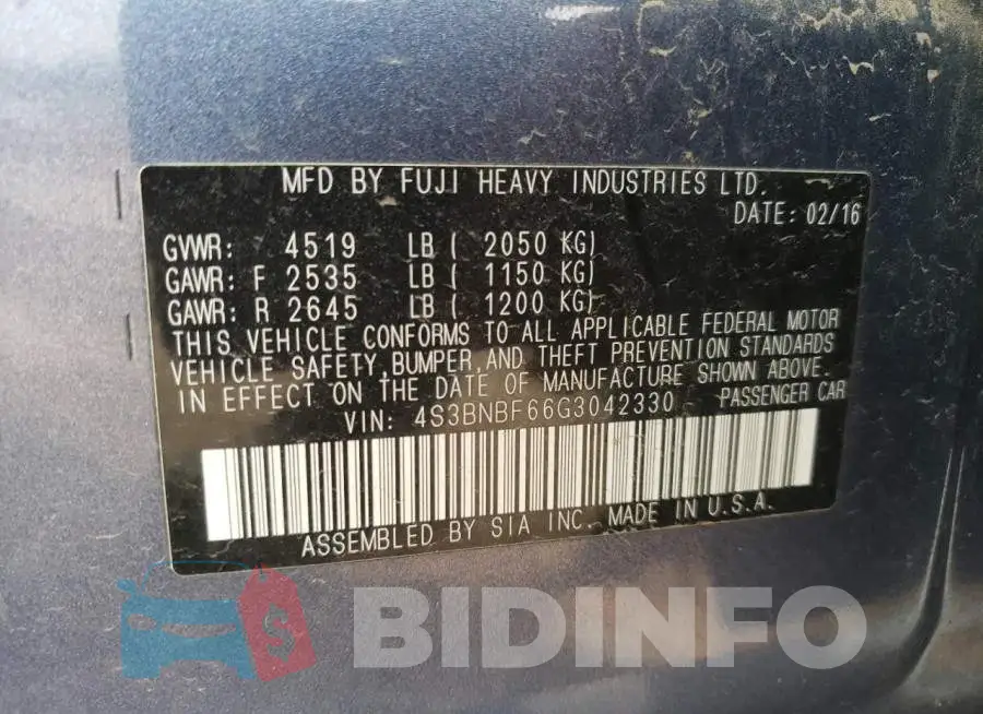 4S3BNBF66G3042330 Photo# 12