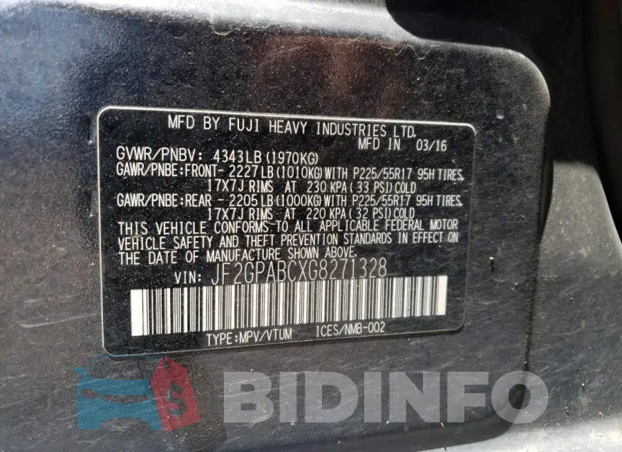 JF2GPABCXG8271328 Photo# 13