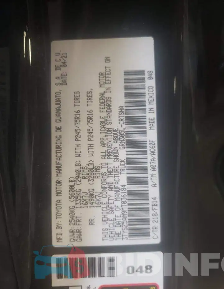 3TYSZ5AN9MT036184 Photo# 12