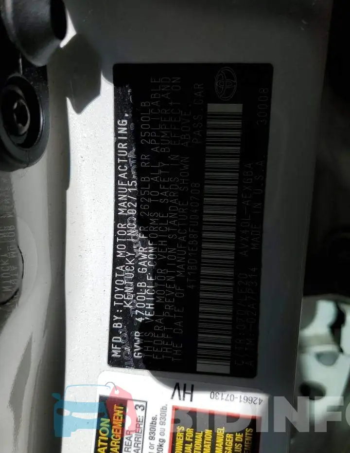 4T1BD1EB8FU040708 Photo# 12