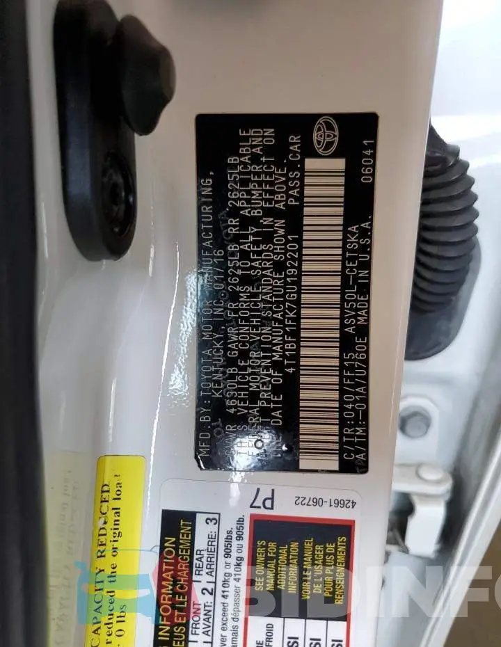 4T1BF1FK7GU192201 Photo# 12