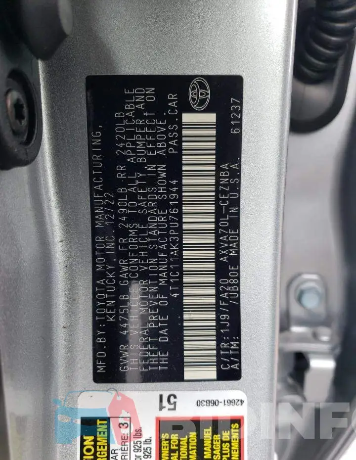 4T1C11AK3PU761944 Photo# 13