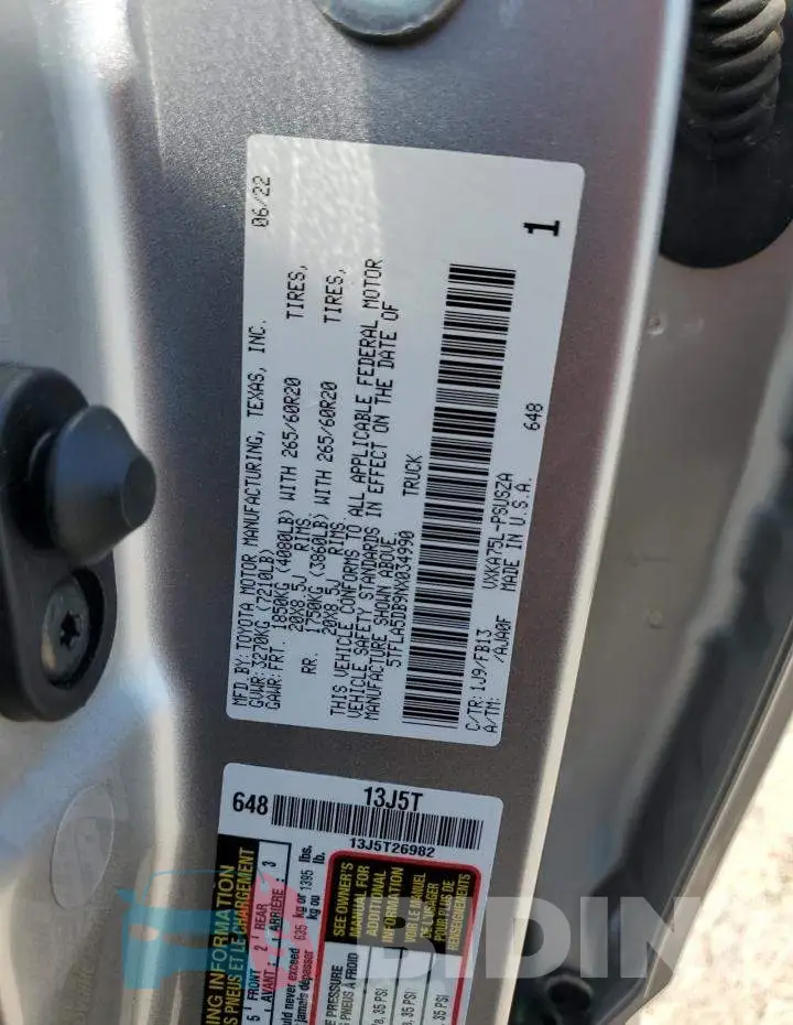 5TFLA5DB9NX034990 Photo# 12