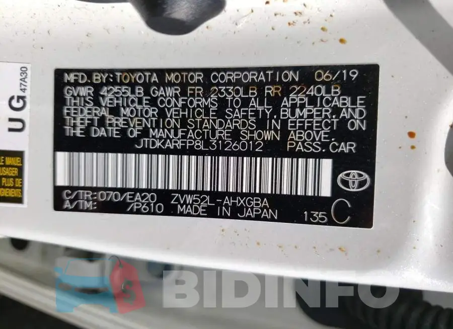 JTDKARFP8L3126012 Photo# 12