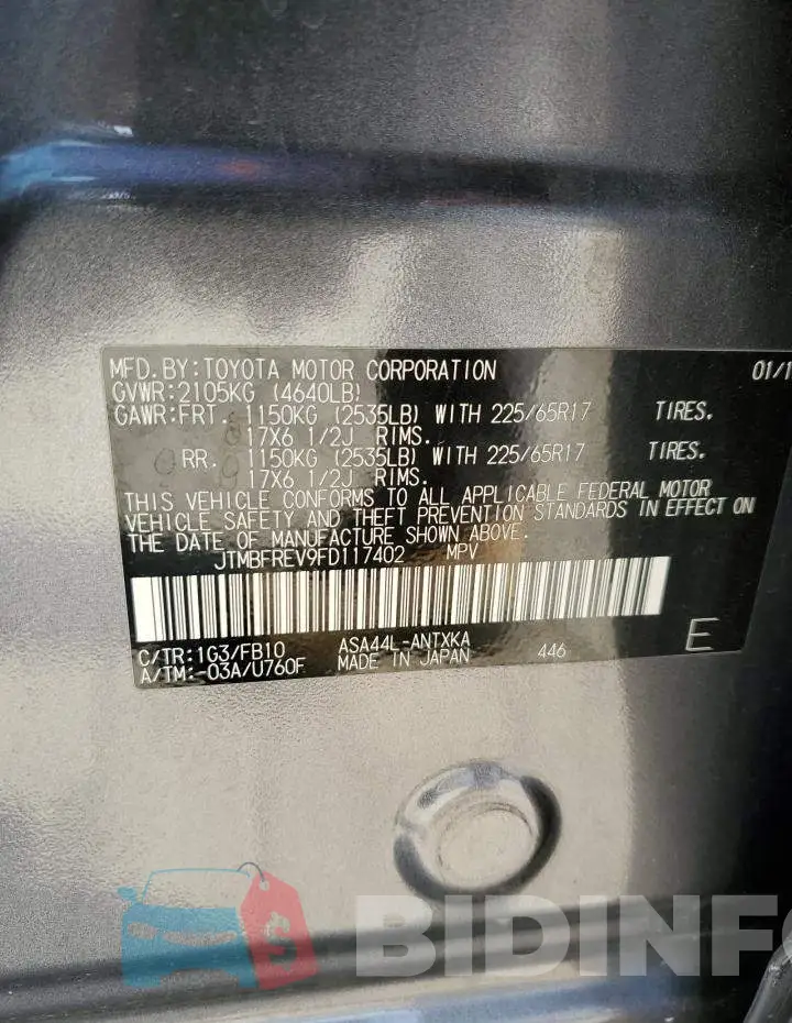 JTMBFREV9FD117402 Photo# 13