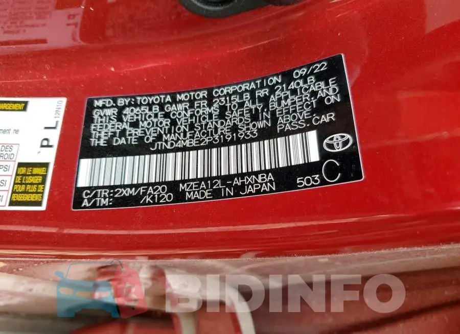 JTND4MBE2P3191933 Photo# 12