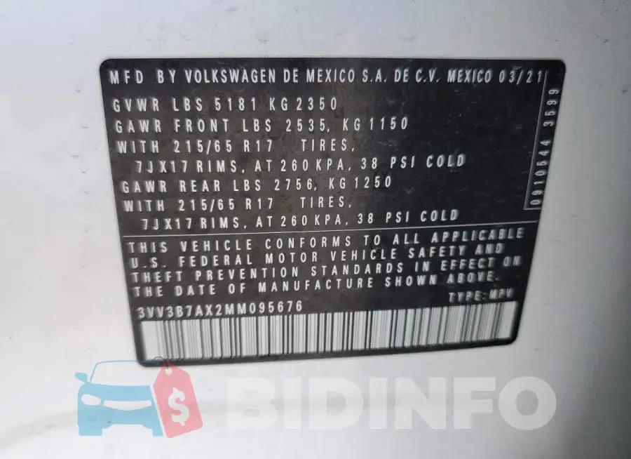 3VV3B7AX2MM095676 Photo# 13