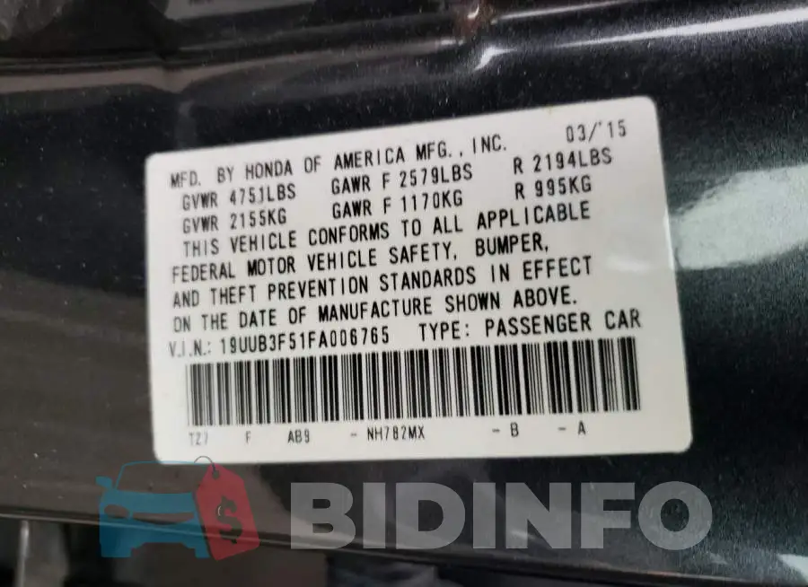 19UUB3F51FA006765 Photo# 12