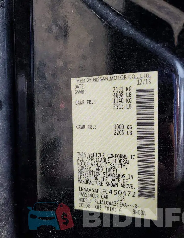 1N4AA5AP1EC450472 Photo# 12