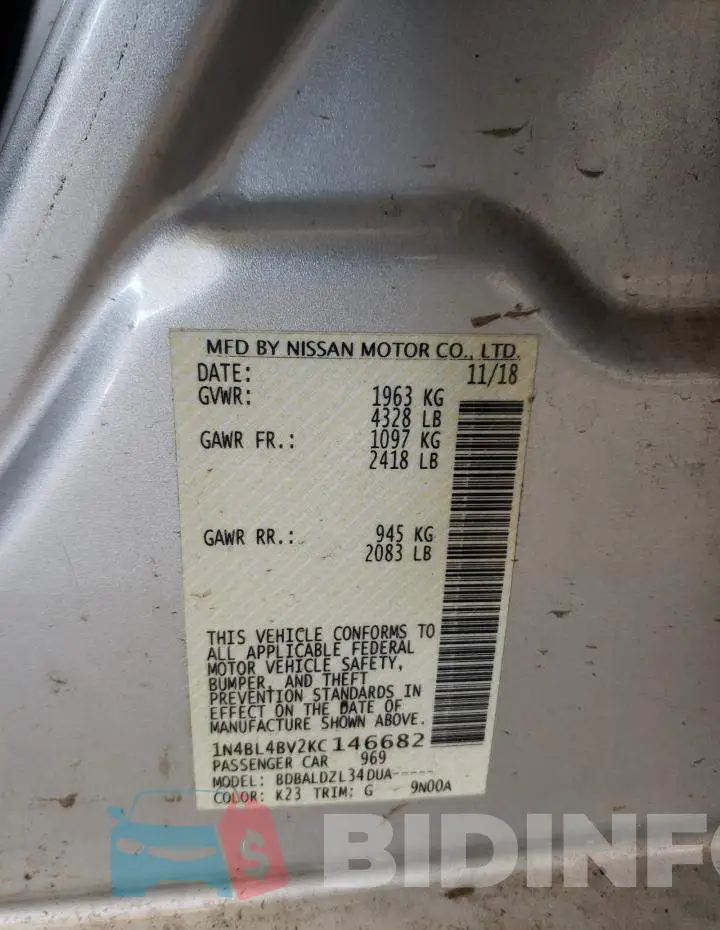 1N4BL4BV2KC146682 Photo# 12