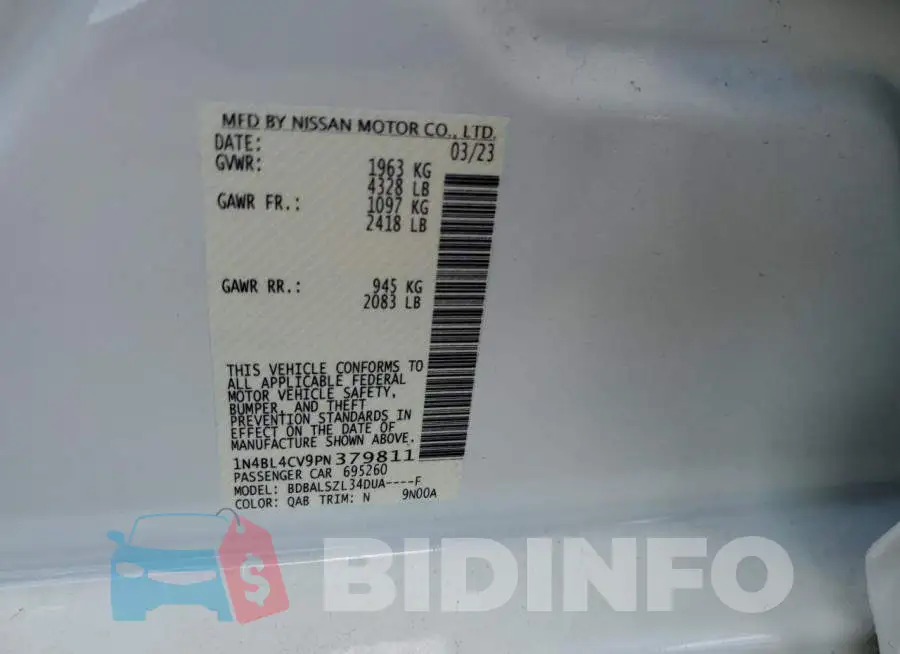 1N4BL4CV9PN379811 Photo# 12