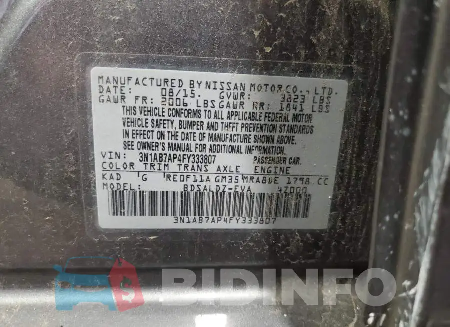 3N1AB7AP4FY333807 Photo# 12