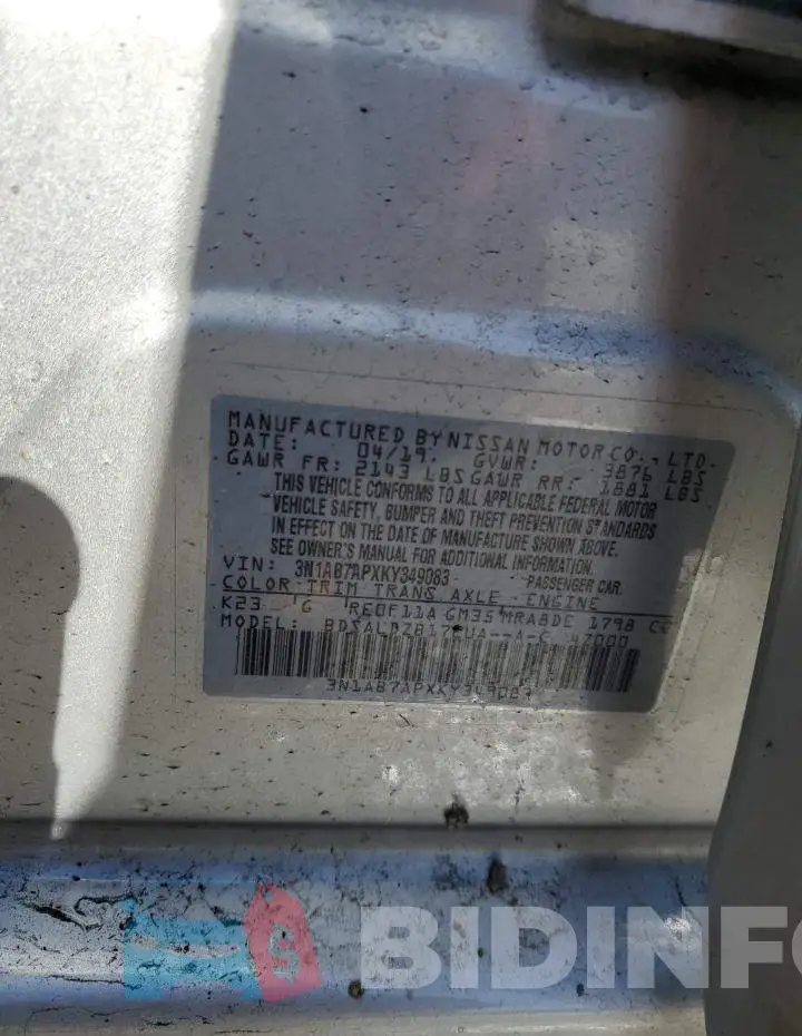 3N1AB7APXKY349083 Photo# 12