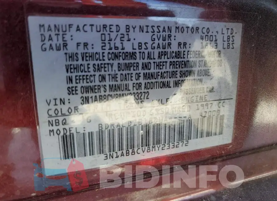 3N1AB8CV8MY233272 Photo# 13