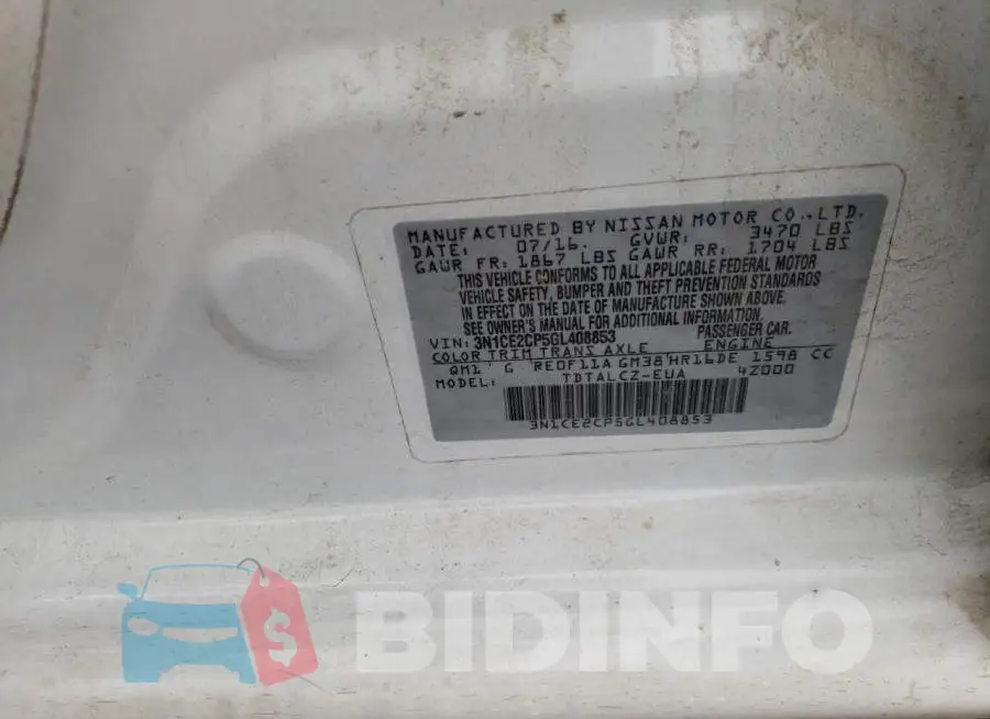 3N1CE2CP5GL408853 Photo# 12