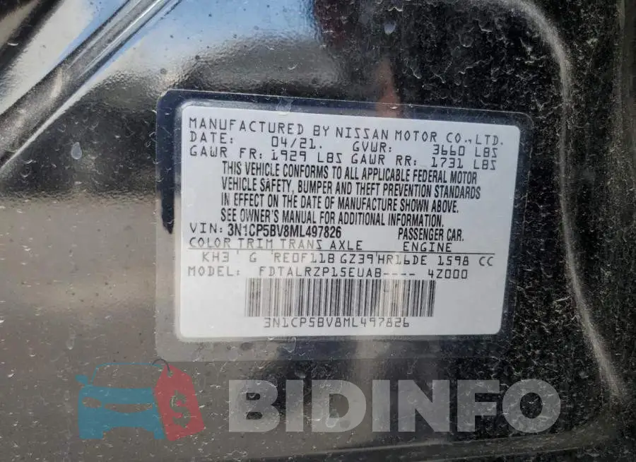 3N1CP5BV8ML497826 Photo# 12