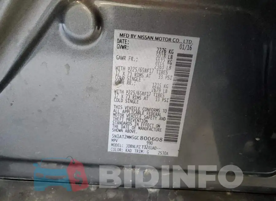 5N1AT2MM5GC800608 Photo# 12