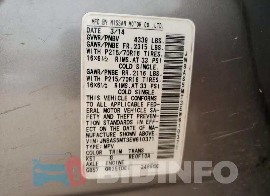 JN8AS5MT3EW610371 Photo# 12