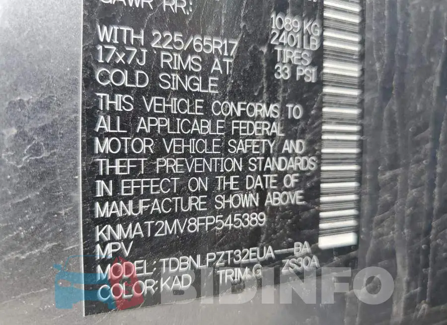 KNMAT2MV8FP545389 Photo# 12