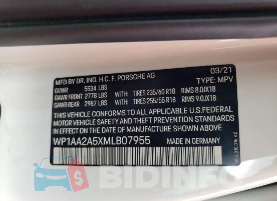 WP1AA2A5XMLB07955 Photo# 14