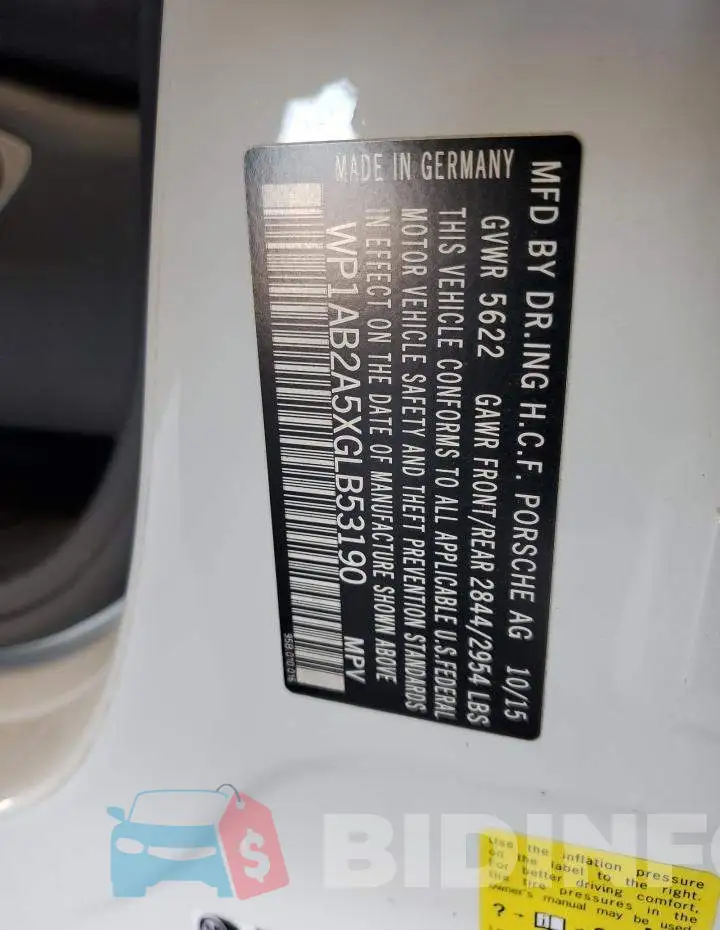 WP1AB2A5XGLB53190 Photo# 13