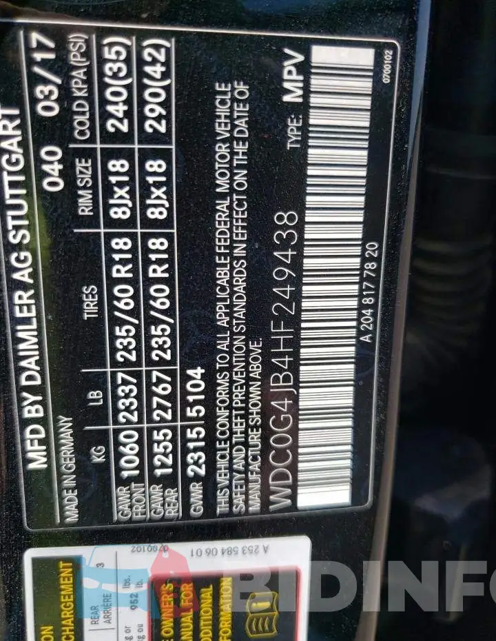 WDC0G4JB4HF249438 Photo# 13