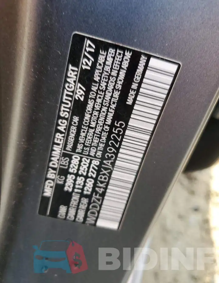 WDDZF4KBXJA392255 Photo# 12