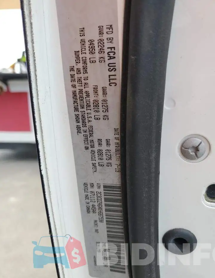 2C3CDZAGXKH687590 Photo# 12