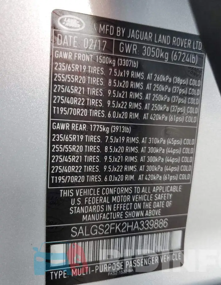 SALGS2FK2HA339886 Photo# 14