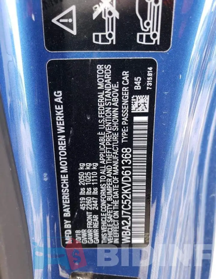 WBA2J7C52KVD61368 Photo# 12