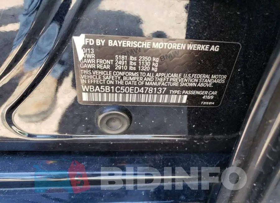 WBA5B1C50ED478137 Photo# 12