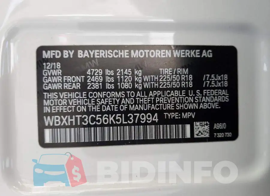 WBXHT3C56K5L37994 Photo# 14