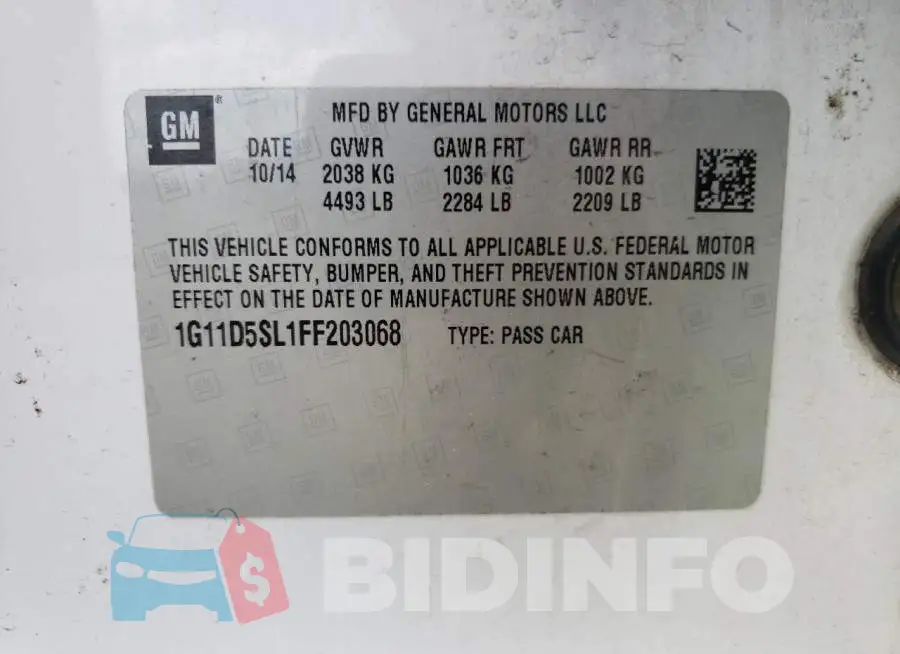 1G11D5SL1FF203068 Photo# 13