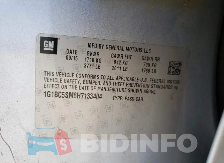 1G1BC5SM6H7133404 Photo# 12