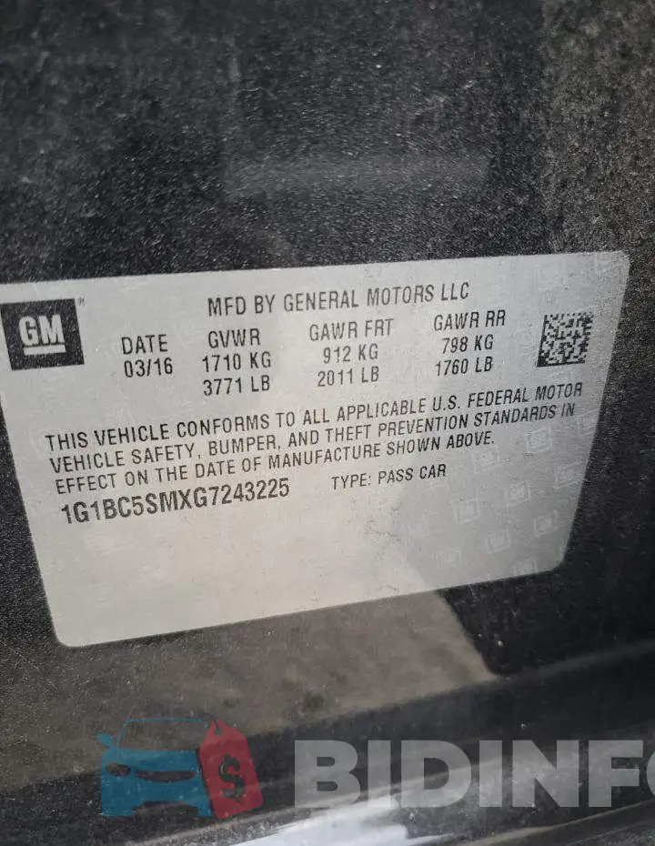 1G1BC5SMXG7243225 Photo# 12