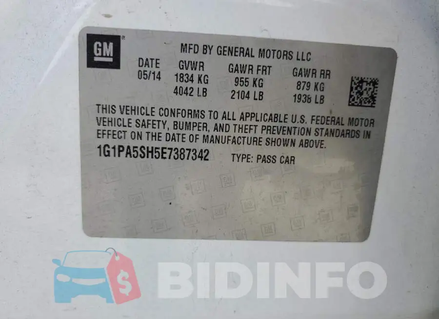 1G1PA5SH5E7387342 Photo# 12