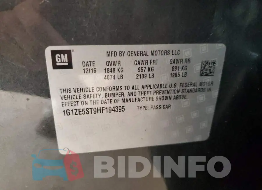 1G1ZE5ST9HF194395 Photo# 13