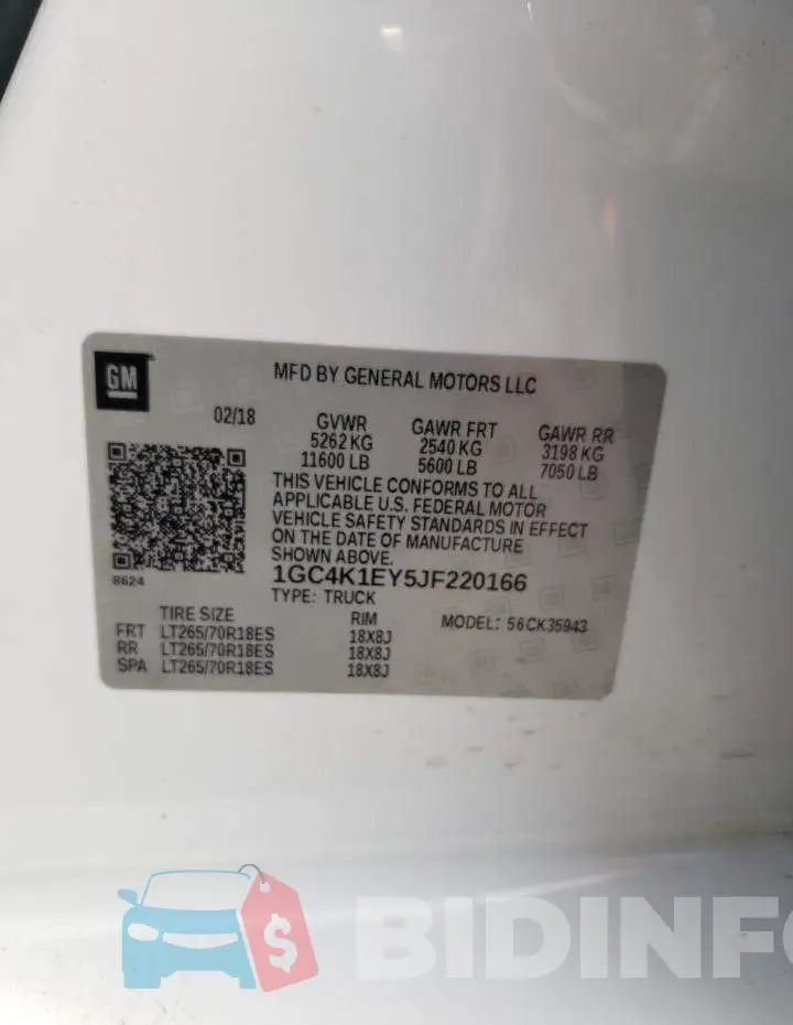 1GC4K1EY5JF220166 Photo# 12