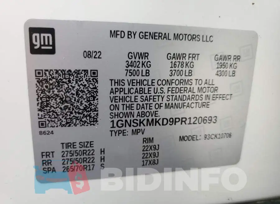 1GNSKMKD9PR120693 Photo# 14