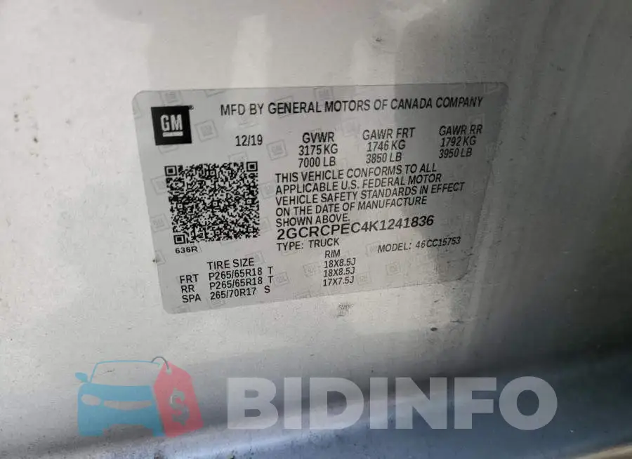 2GCRCPEC4K1241836 Photo# 13