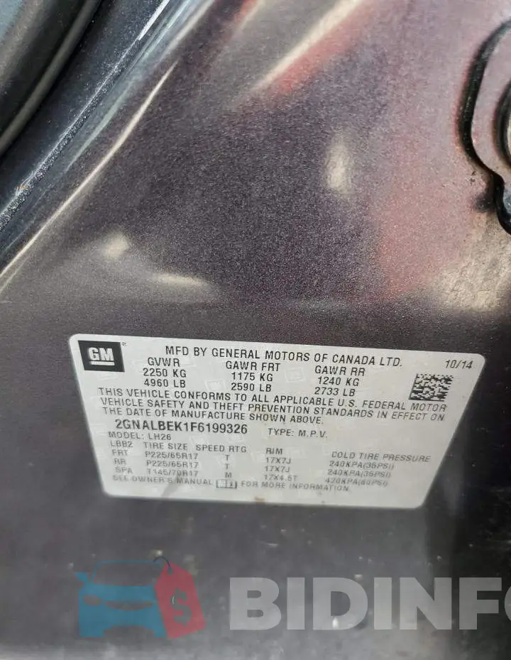 2GNALBEK1F6199326 Photo# 13