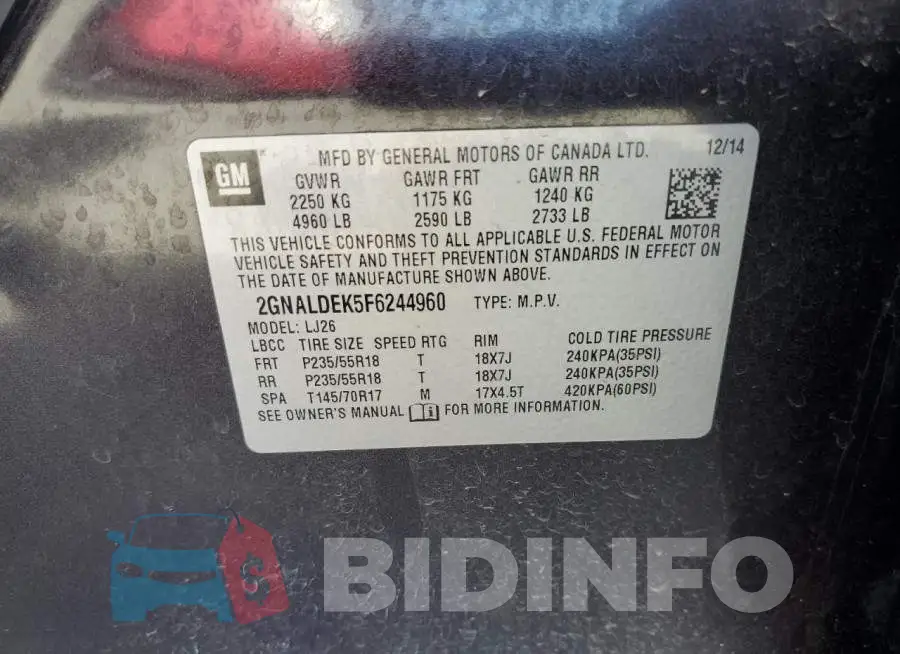 2GNALDEK5F6244960 Photo# 12