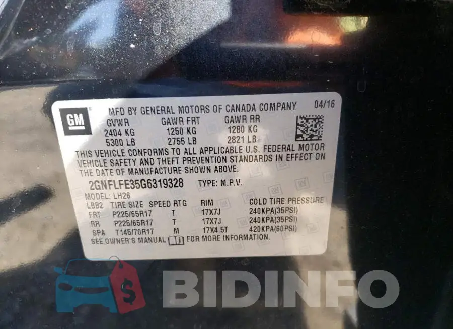 2GNFLFE35G6319328 Photo# 10